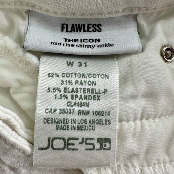 Joe's Jeans Flawless High Rise Skinny‎ Ankle White The Icon Sz 31 New$189 Hennie - Picture 7 of 16